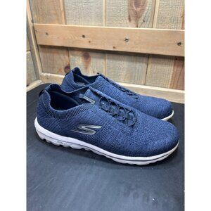 Skechers Womens Ultra Go Navy Blue Slip-On Sneakers 9.5 EW